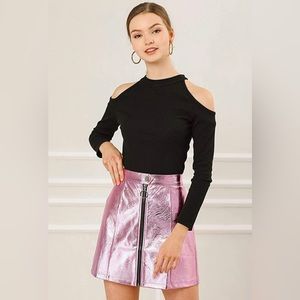 Pink holographic high waisted mini skirt - Size xL - New with Tags